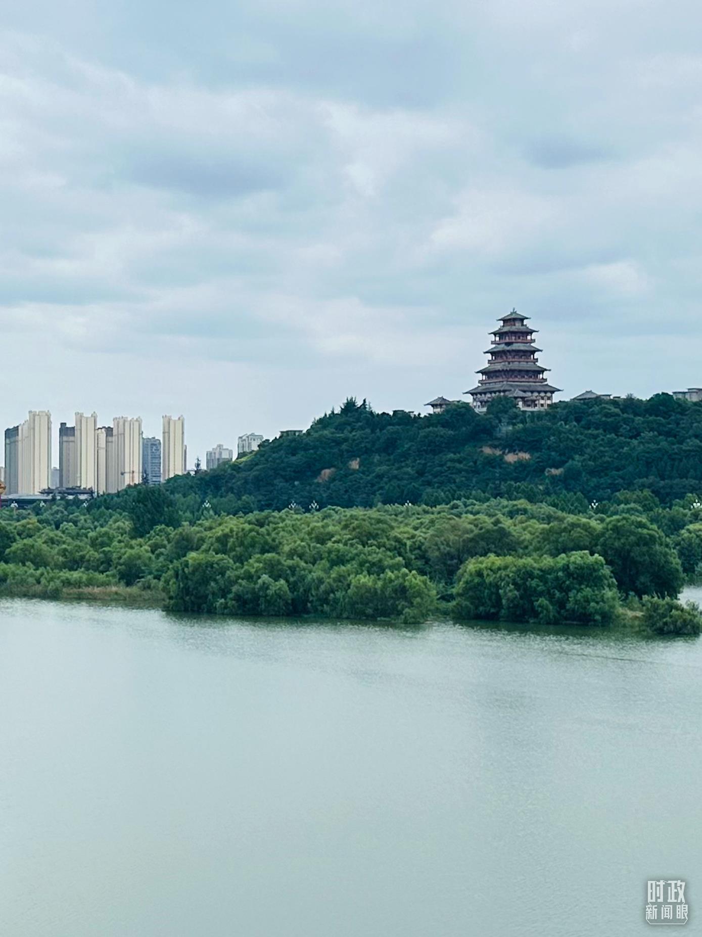 △渭河寶雞段長224公里，目前建成17處渭河灘區(qū)生態(tài)涵養(yǎng)區(qū)。（總臺(tái)央視記者范一鳴拍攝）